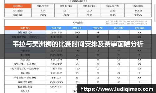 韦拉与美洲狮的比赛时间安排及赛事前瞻分析
